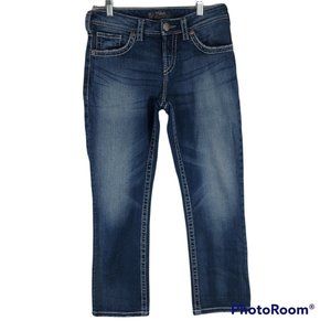 *Silver Jeans Womens Size 29 Natsuki Capri Jeans Thick Stitch Blue Medium Wash